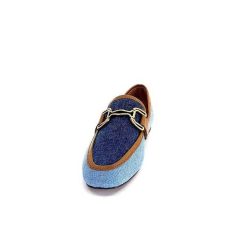 bibi lou - navima Bibi Lou 582 Cuir Marron Textile Denim Bleu Mocassins