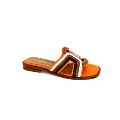 JHay Jhay 2305 Cuir Orange Marron Blanc Mules