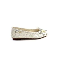 Requin Reqins Hello Cuir Blanc Dore Ballerines