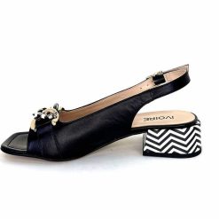 Ivoire0352 Ivoire K254 Lena Cucita Cuir Noir Sandales