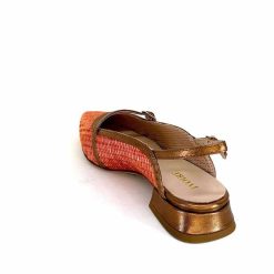 Ivoire0532 Ivoire X1406 Raffia Orange Cuir Bronze Ballerines