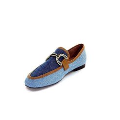 bibi lou - navima Bibi Lou 582 Cuir Marron Textile Denim Bleu Mocassins