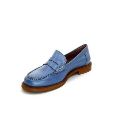 elisa lanci - lady shoes Ivoire Elsa N252 Cuir Bleu Nacre Mocassins