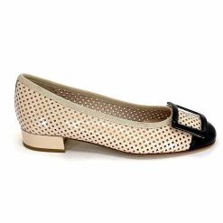 Ivoire0532 Ivoire L1133 For Cuir Vernis Beige Noir Ballerines