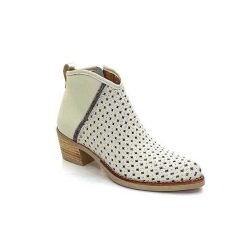 MKD Mkd Ferial Cuir Creme Blanc Bottines Ete