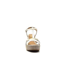 Ivoire0551 Ivoire 2131 Vera Cuir Creme Dore Plateformes