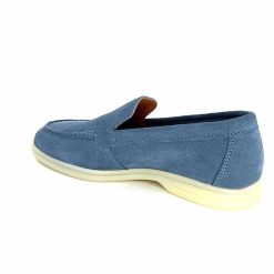 Ivoire0209b Ivoire 12851 Daim Bleu Mocassins