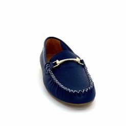 Ivoire0209b Ivoire 12052 Cuir Bleu Mocassins