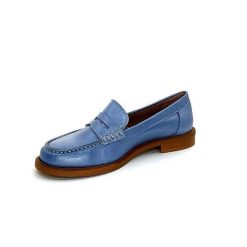 elisa lanci - lady shoes Ivoire Elsa N252 Cuir Bleu Nacre Mocassins