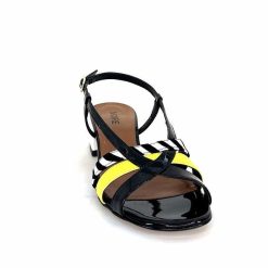 Ivoire0352 Ivoire K234 Jenny Cuir Vernis Noir Blanc Jaune Sandales