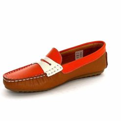 Ivoire0209b Ivoire 10322 Sauvage Cuir Orange Marron Beige Mocassins