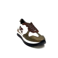 Requin Reqins Urielle Cuir Marron Textile Ecru Baskets