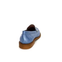 elisa lanci - lady shoes Ivoire Elsa N252 Cuir Bleu Nacre Mocassins