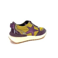 Requin Reqins Urania Mix Cuir Violet Textile Moutarde Baskets