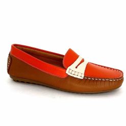 Ivoire0209b Ivoire 10322 Sauvage Cuir Orange Marron Beige Mocassins