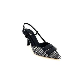 chantal Chantal 2227 Cuir Noir Raffia Noir Blanc Beige Escarpins