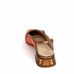 Ivoire0532 Ivoire X1406 Raffia Orange Cuir Bronze Ballerines