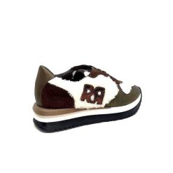 Requin Reqins Urielle Cuir Marron Textile Ecru Baskets