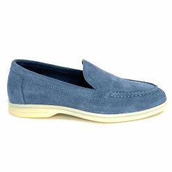 Ivoire0209b Ivoire 12851 Daim Bleu Mocassins