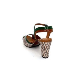 Chie Mihara Chie Mihara Eny Cuir Vert Marron Beige Sandales