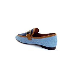 bibi lou - navima Bibi Lou 582 Cuir Marron Textile Denim Bleu Mocassins