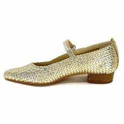 Ivoire0303 Ivoire 24776 Cuir Tresse Or Ballerines