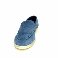 Ivoire0209b Ivoire 12851 Daim Bleu Mocassins