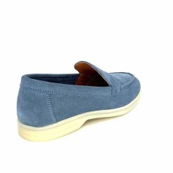 Ivoire0209b Ivoire 12851 Daim Bleu Mocassins