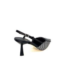 chantal Chantal 2227 Cuir Noir Raffia Noir Blanc Beige Escarpins