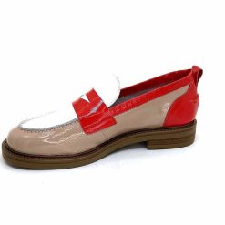 Ivoire0104a Ivoire A53115 Cuir Vernis Beige Blanc Corail Mocassins