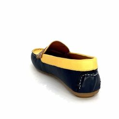 Ivoire0209b Ivoire 10322 Sauvage Cuir Bleu Marine Jaune Marron Mocassins