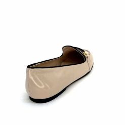 Ivoire0532 Ivoire G771-21 Cuir Vernis Creme Noir Ballerines