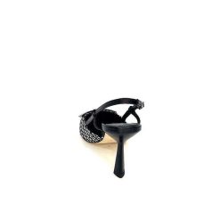 chantal Chantal 2227 Cuir Noir Raffia Noir Blanc Beige Escarpins