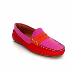 Ivoire0209b Ivoire 10322 Sauvage Cuir Rose Rouge Orange Mocassins