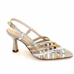 Ivoire0376 Ivoire 20906 Cuir Metallique Textile Beige Escarpins