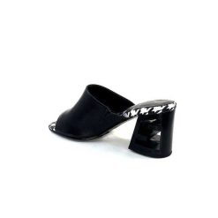 Elue Par Nous Metamorfose Rable Cuir Noir Blanc Mules