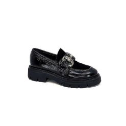 Ivoire0104a Ivoire 52195 Cuir Noir Daim Noir Mocassins