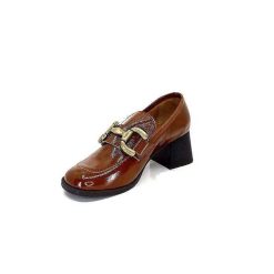 We Do Ivoire 11301A Cuir Vernis Marron Mocassins