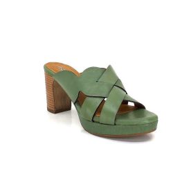 Ivoire0399a Ivoire 6080 Cuir Vert Olive Mules