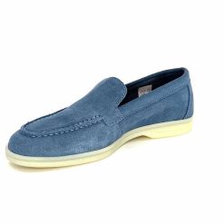 Ivoire0209b Ivoire 12851 Daim Bleu Mocassins