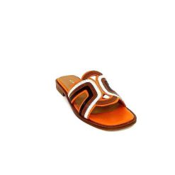 JHay Jhay 2305 Cuir Orange Marron Blanc Mules