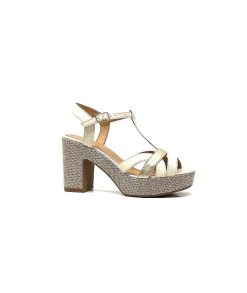 Ivoire0551 Ivoire 2131 Vera Cuir Creme Dore Plateformes