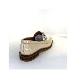 Myma Myma 7509 Cuir Vernis Frippe Beige Blanc Mocassins