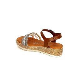 oh my sandals - innova footwear Ivoire 5434 Cuir Marron Strass Beige Plateformes