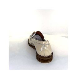 Myma Myma 7509 Cuir Vernis Frippe Beige Blanc Mocassins