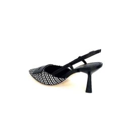 chantal Chantal 2227 Cuir Noir Raffia Noir Blanc Beige Escarpins