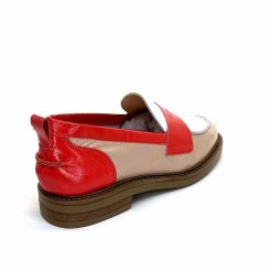 Ivoire0104a Ivoire A53115 Cuir Vernis Beige Blanc Corail Mocassins