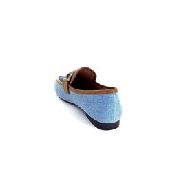 bibi lou - navima Bibi Lou 582 Cuir Marron Textile Denim Bleu Mocassins