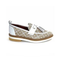 Philippe Morvan Philippe Morvan 6120 Cuir Blanc Raffia Blanc Beige Mocassins