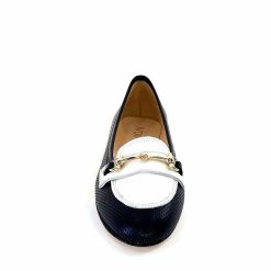 Ivoire0200 Ivoire 8002 For Cuir Bleu Marine Blanc Ballerines